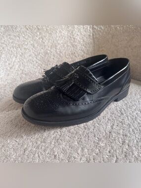 Nunn Bush Dress Flex Tassel Loafers Mens 9W Black Leather Wingtip Slip On